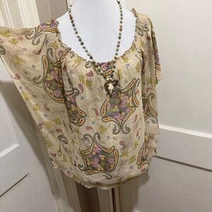 Charlotte Russe Multicolor Paisley Sheer Blouse Womens Large